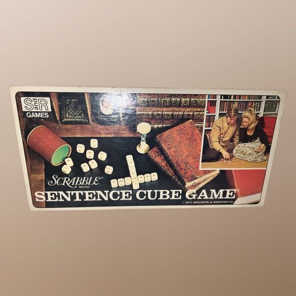 Vintage 1971 Scrabble Brand Sentence Cube Game Dice Selchow Righter Family - Picture 8 of 8